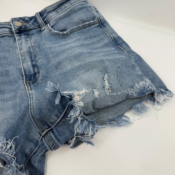 Vervet Jean Shorts Women Large Blue Denim Cut Off Stretch Distressed High Rise - Picture 7 of 14